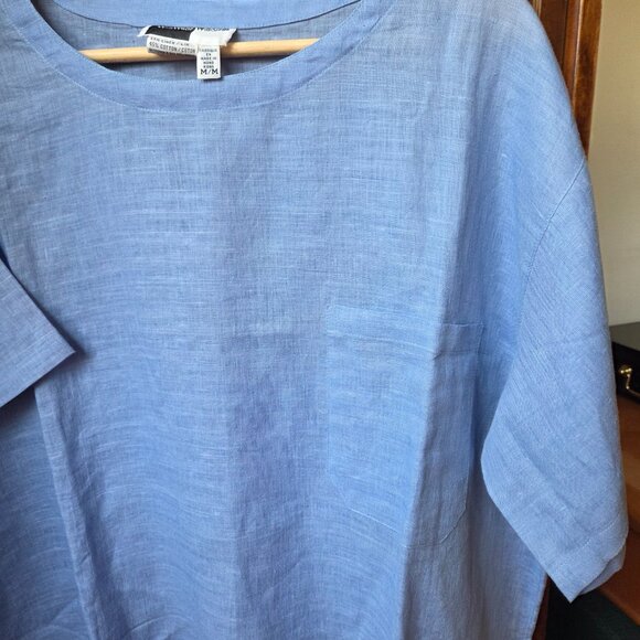 Never Worn Stunning Periwinkle Blouse 55% linen 45%cotton - Picture 2 of 5